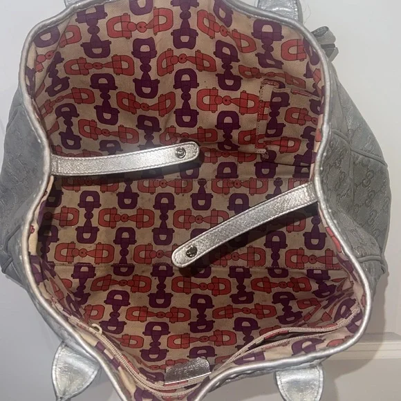 Authentic Gucci Purse Guccissima Leather Metallic Silver - Picture 10 of 13
